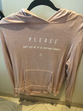 Pleaser Light Blush Pink Hooded Pullover with White Chest Script